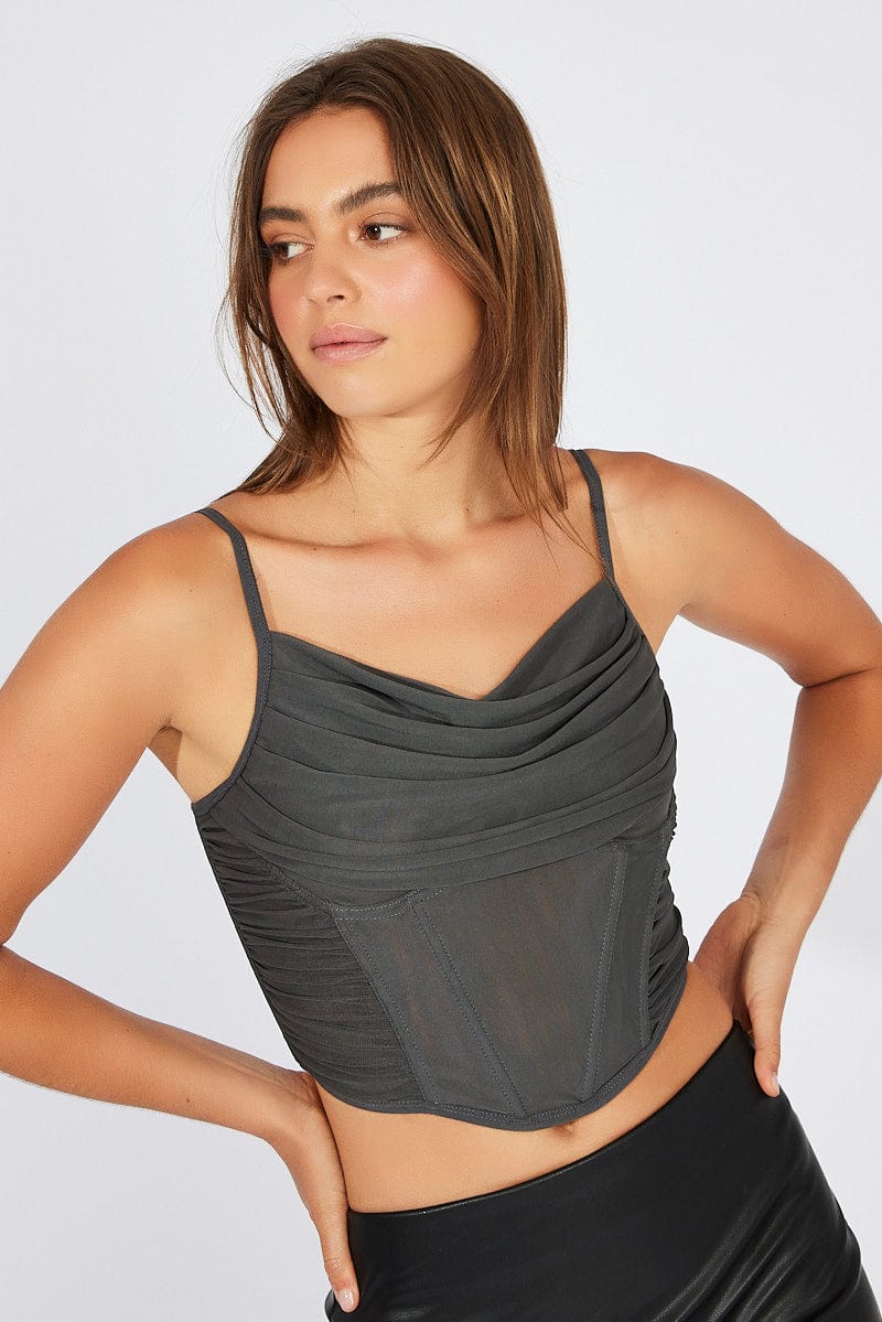 Grey Corset Top Crop for Ally Fashion