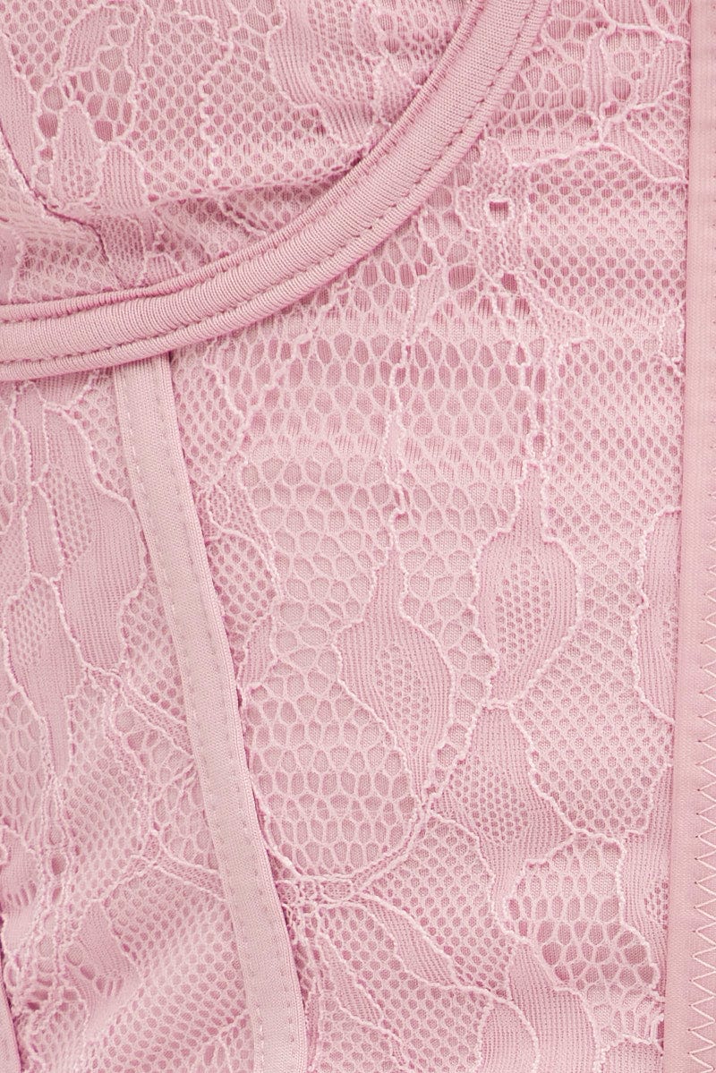 Pink Corset Top Singlet Lace