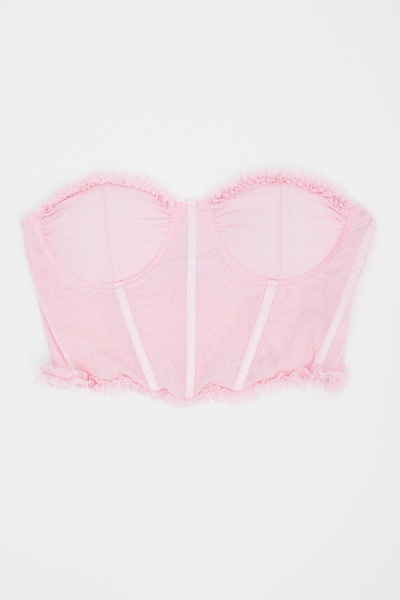 Pink Mesh Corset Top Lingerie for Ally Fashion