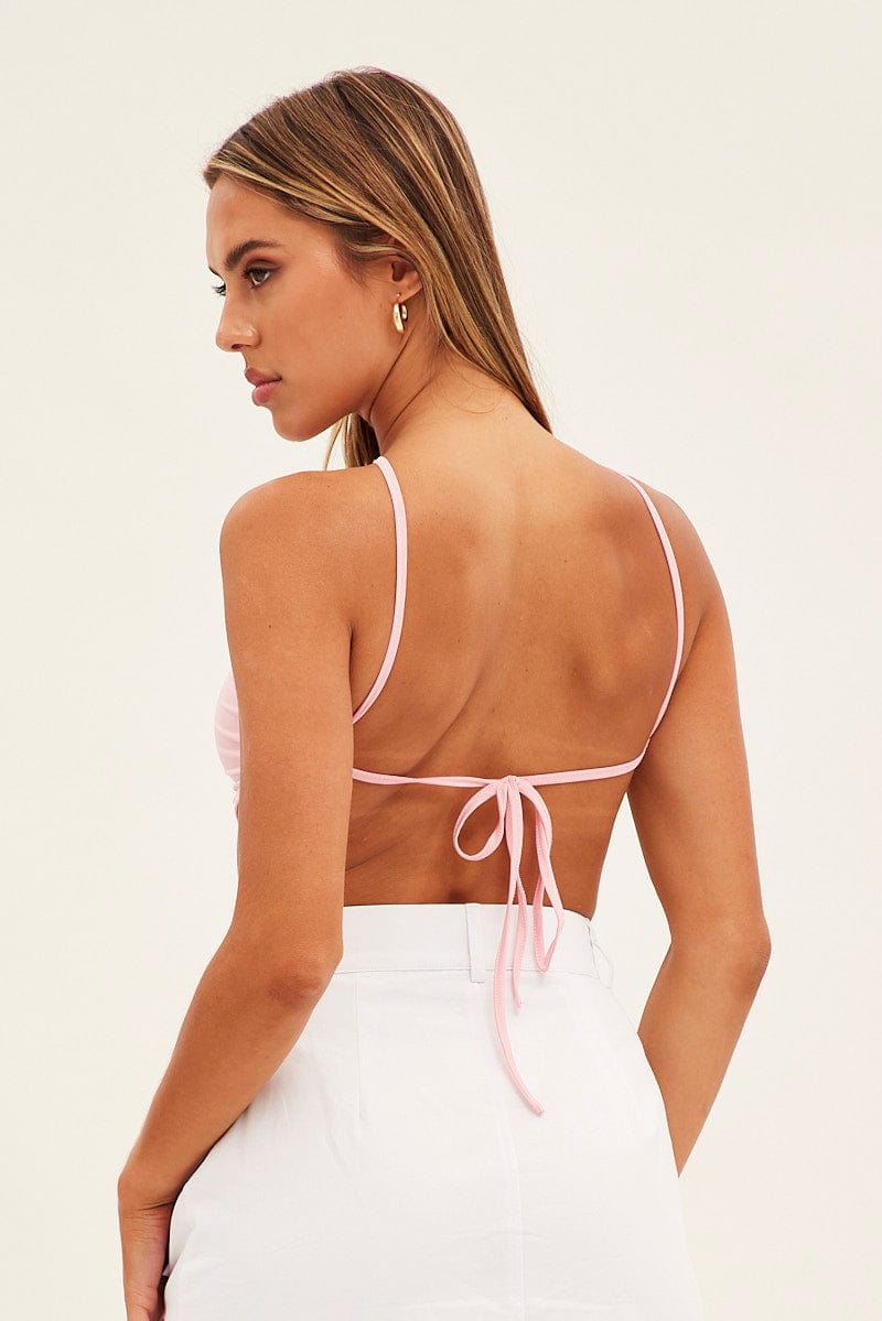 Pink Scarf Top Backless for Ally Fashion