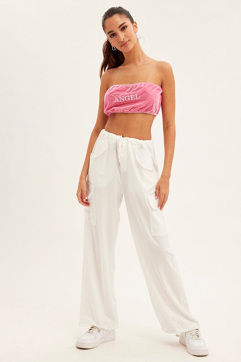 Pink Velvet Bandeau Top for Ally Fashion