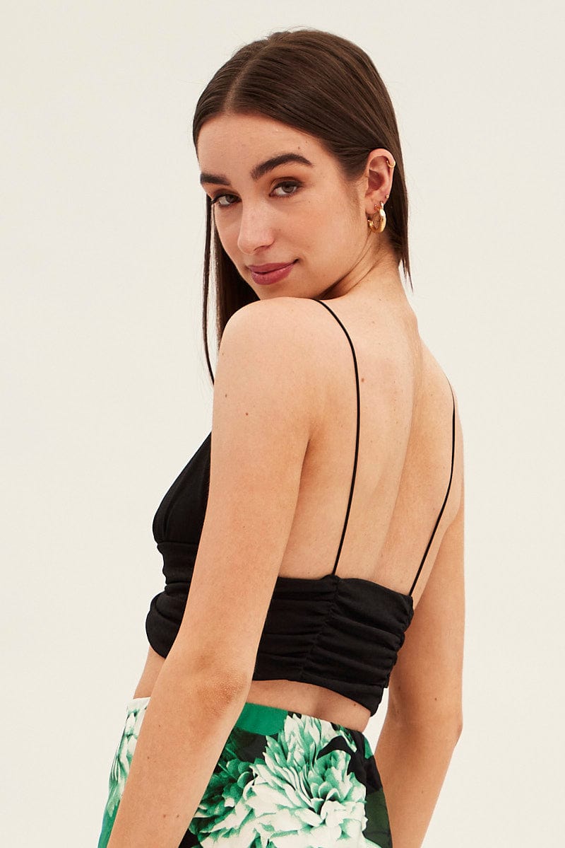 Black Twist Front Textured Cami for Ally Fashion