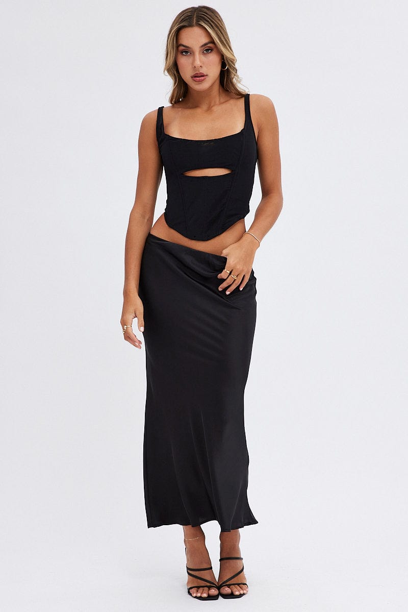 Let's Tie It Black Tie-Back Cropped Tank Top