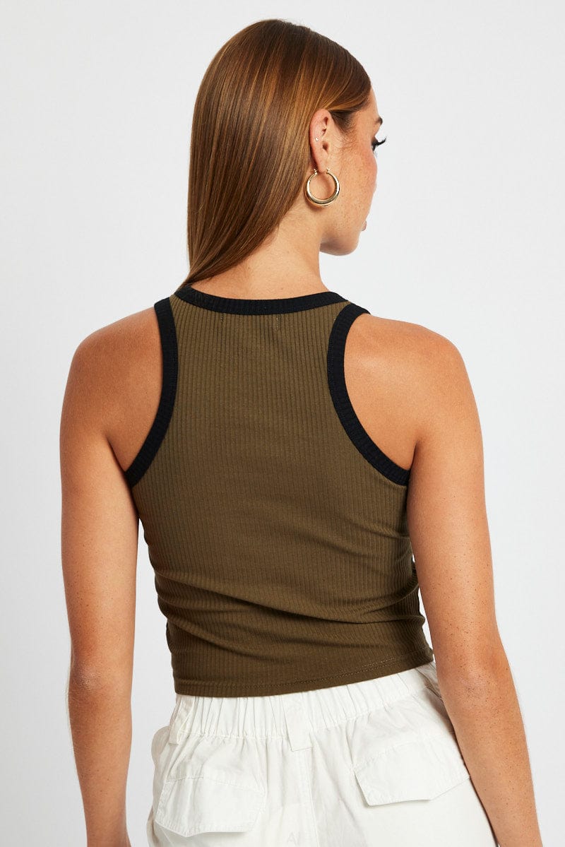 Green Graphic Tank Sleeveless for Ally Fashion