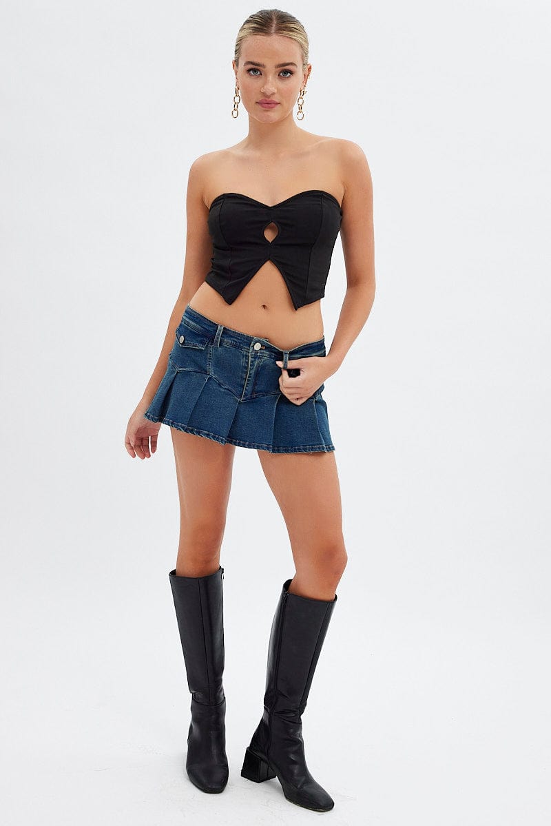 Black Keyhole Bandeau Top Sweetheart for Ally Fashion