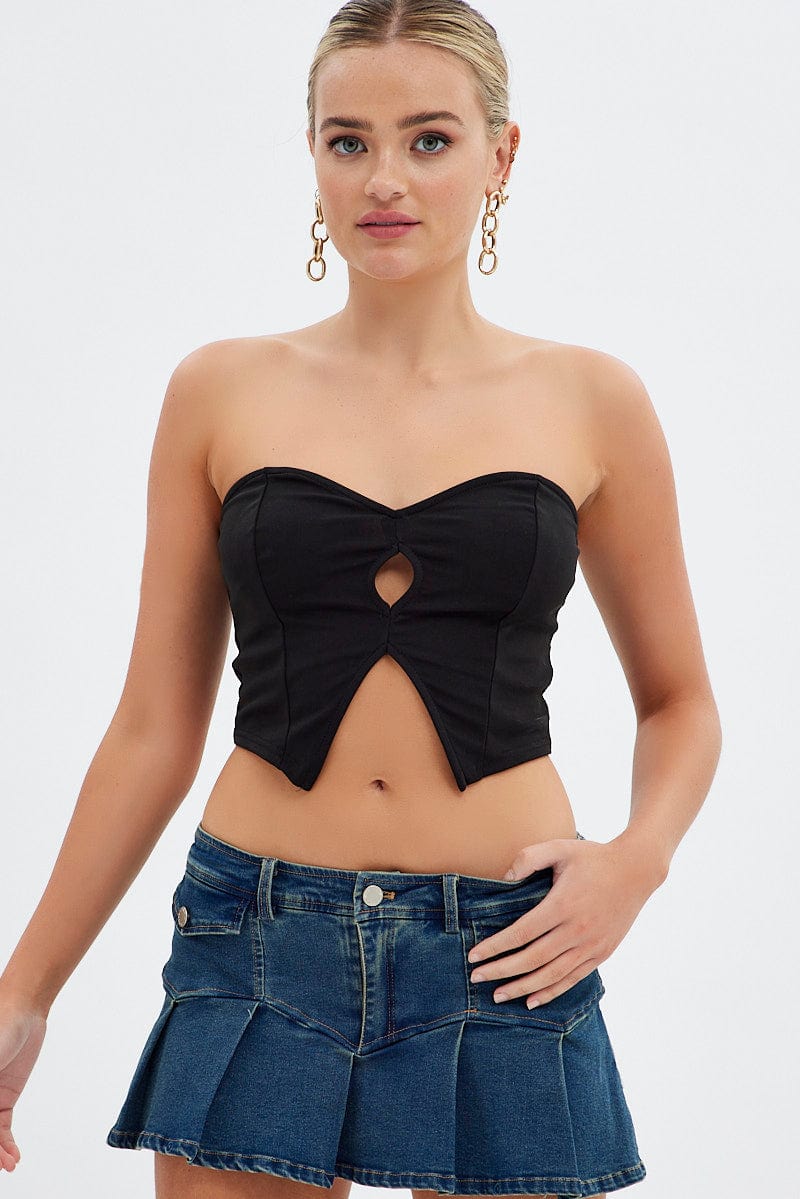 Black Keyhole Bandeau Top Sweetheart for Ally Fashion