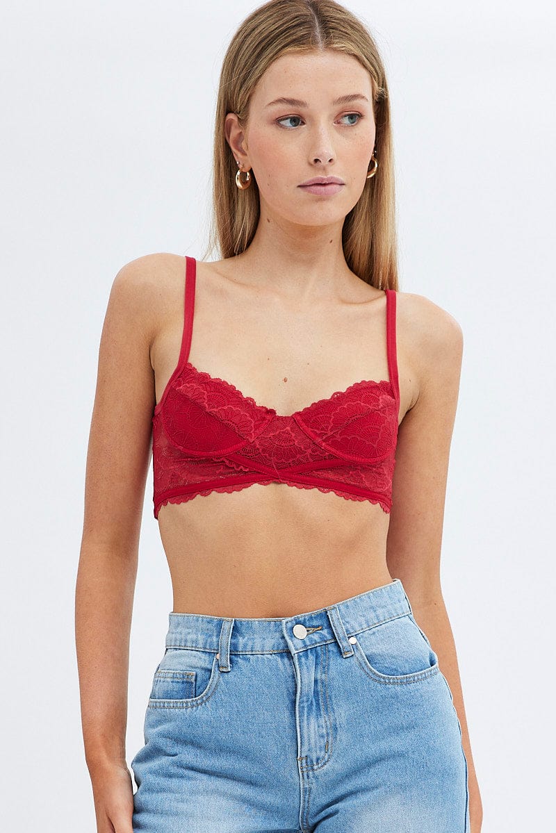 Red Lace Corset Singlet Crop for Ally Fashion