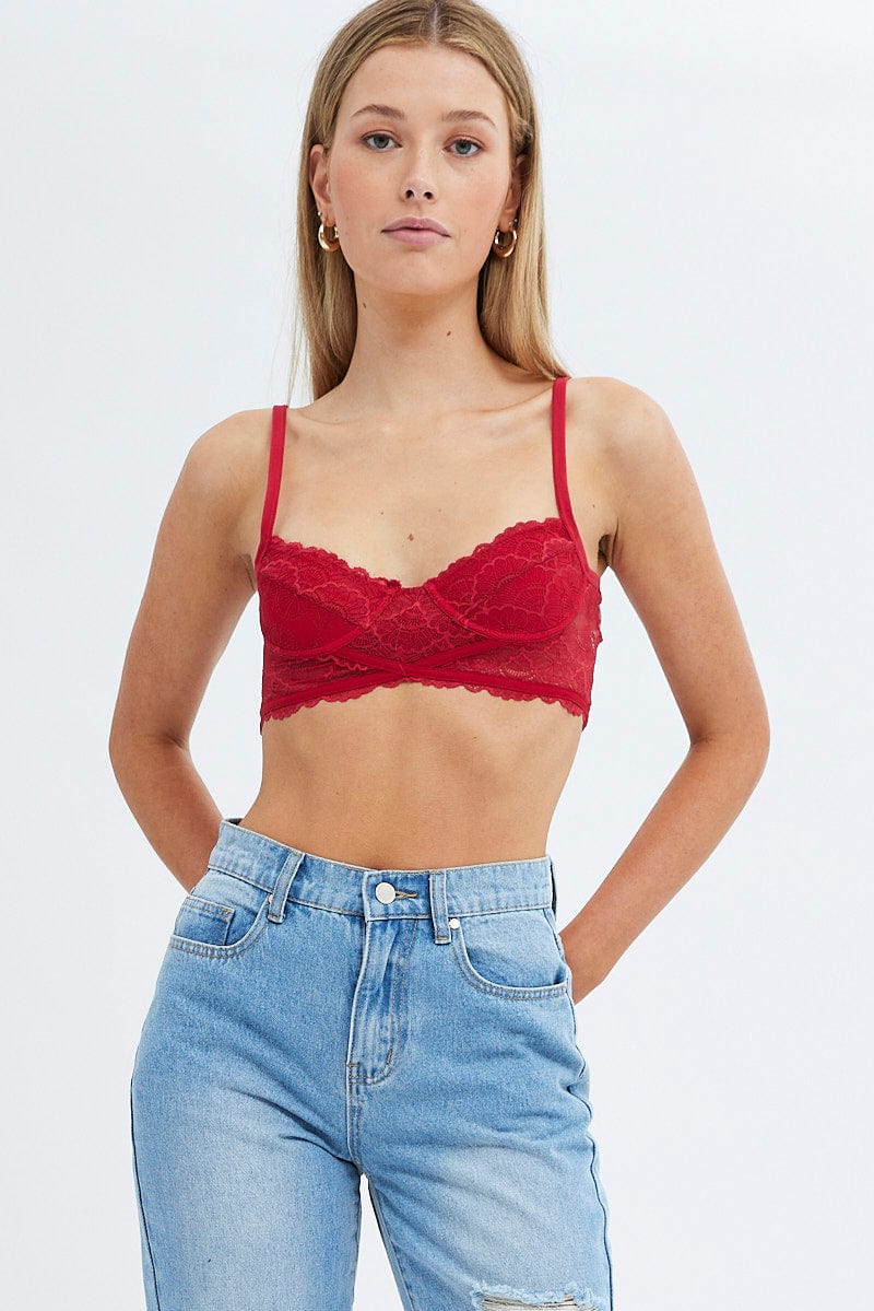 Red Lace Corset Singlet Crop for Ally Fashion