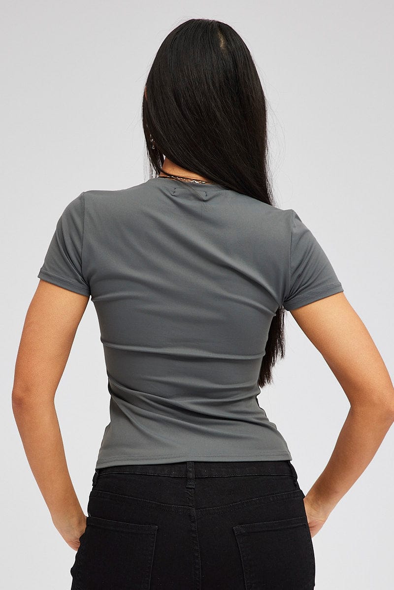 Grey Supersoft Top Short Sleeve | Ally Fashion