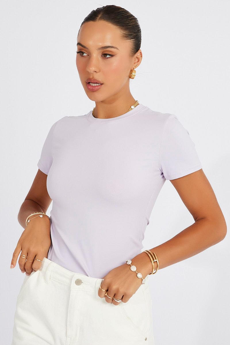 Purple Supersoft Top Short Sleeve for Ally Fashion