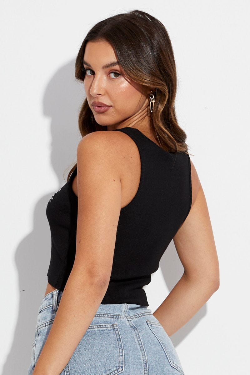 Black Crop Tank Sleeveless for Ally Fashion