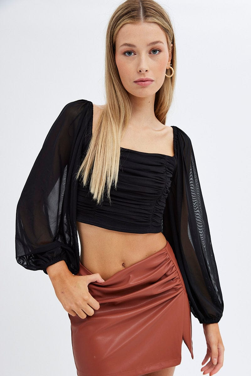 Black Bubble Top Long Sleeves for Ally Fashion