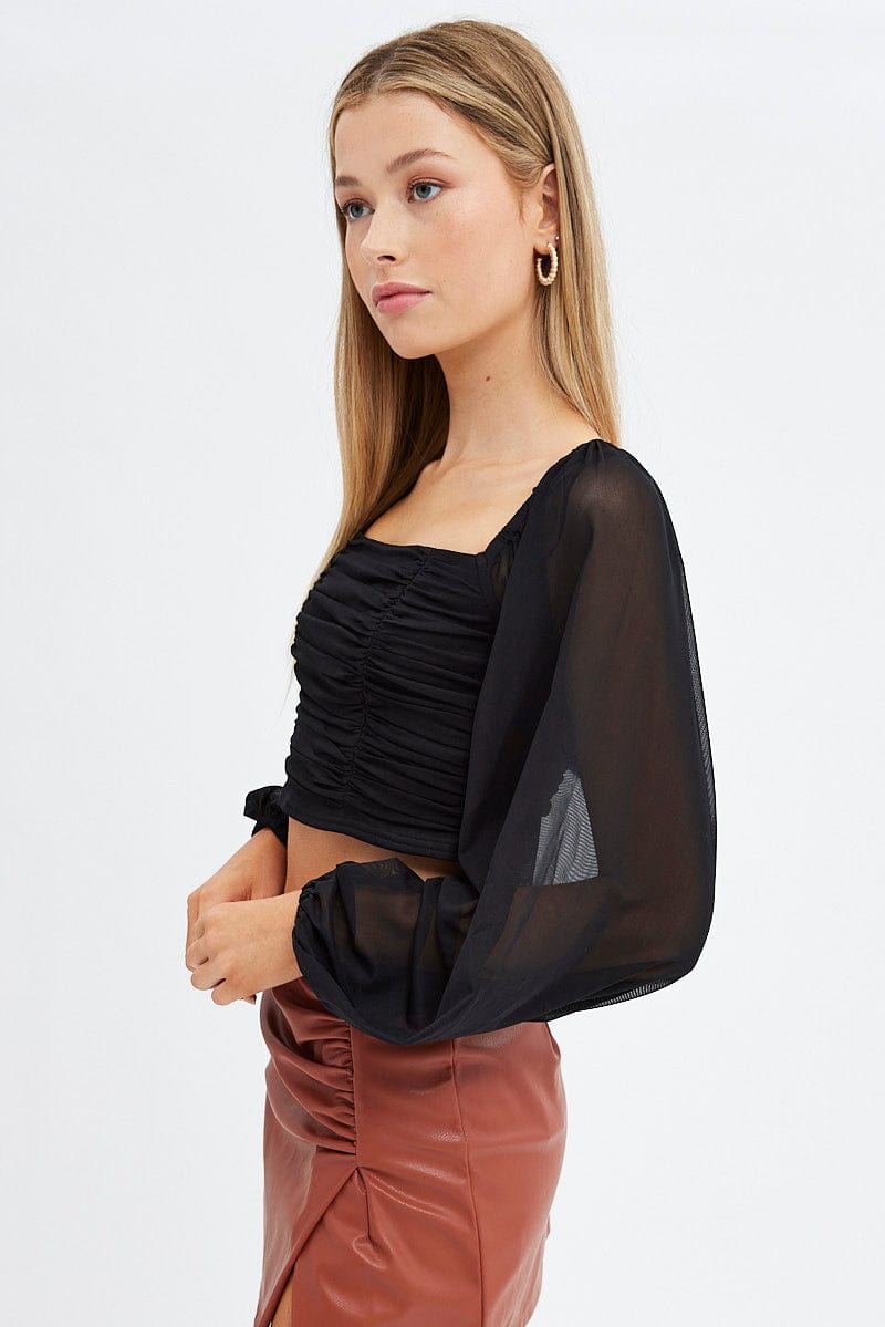 Black Bubble Top Long Sleeves for Ally Fashion