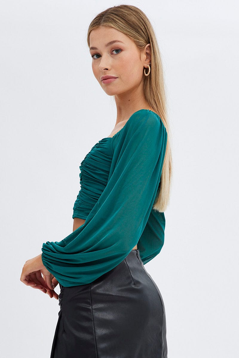 Green Bubble Top Long Sleeves for Ally Fashion