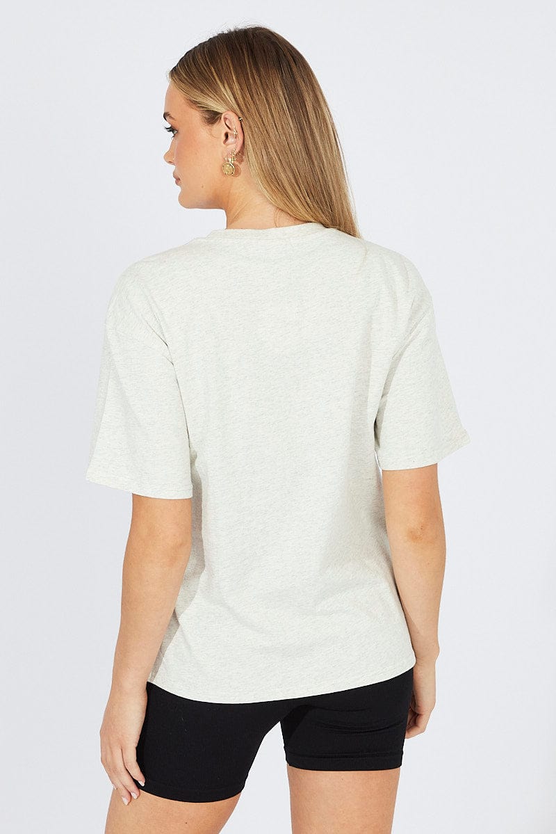 Grey Graphic Tee Short Sleeve for Ally Fashion