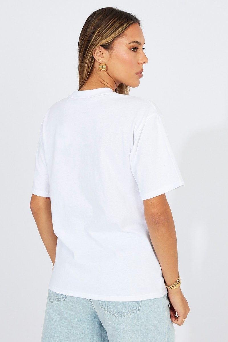 White Graphic Tee Short Sleeve for Ally Fashion