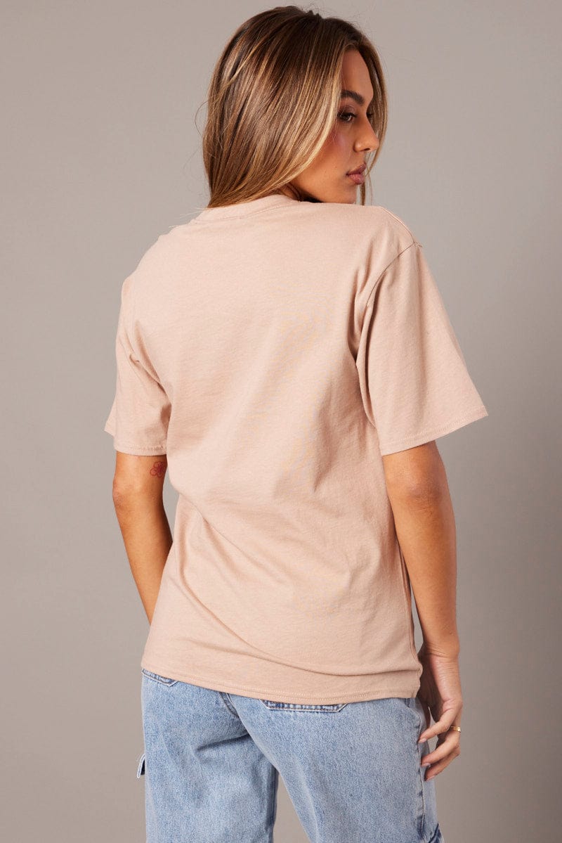 Brown Graphic Tee Short Sleeve for Ally Fashion