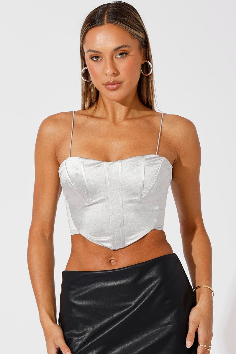 Metallic Corset Crop Top Straps for Ally Fashion