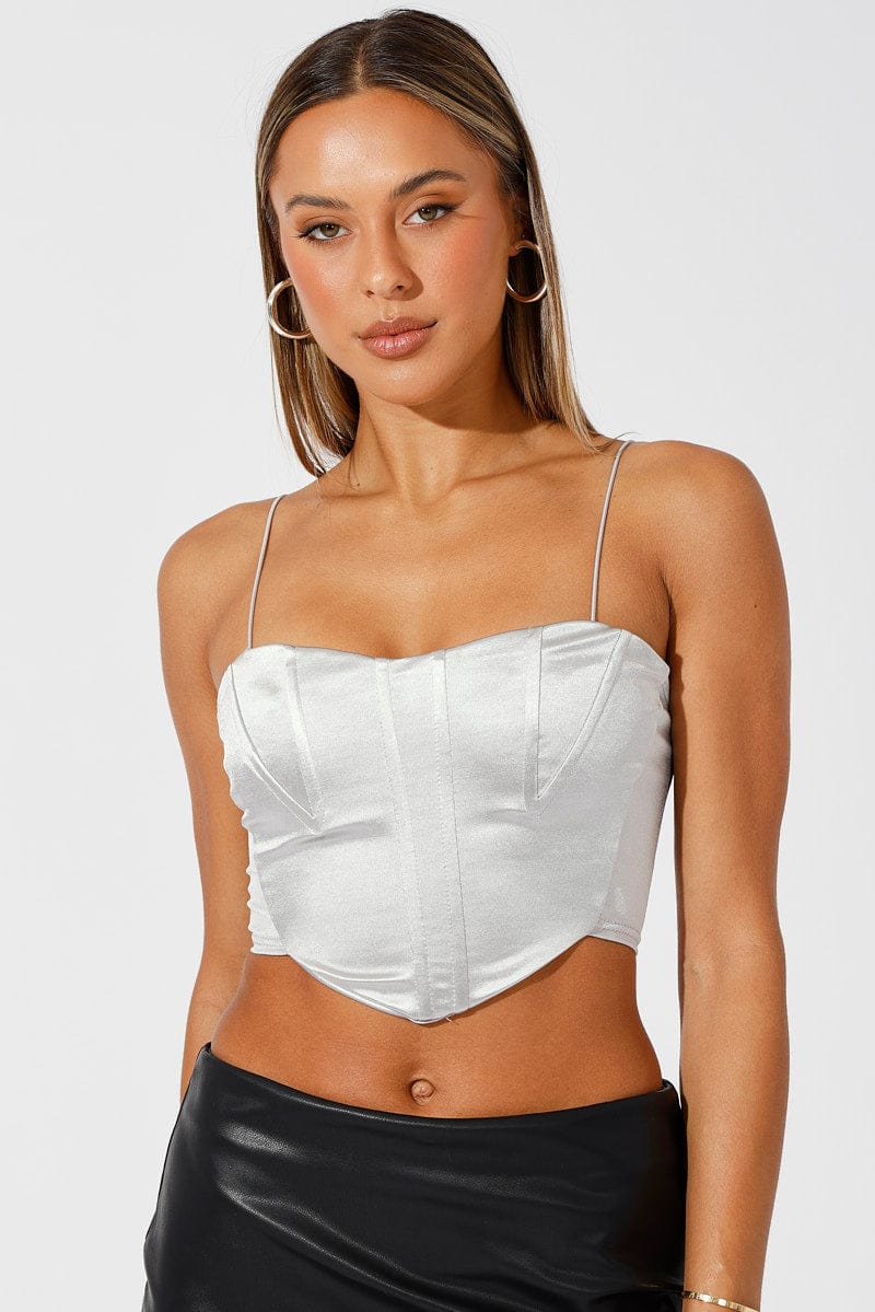 Metallic Corset Crop Top Straps for Ally Fashion