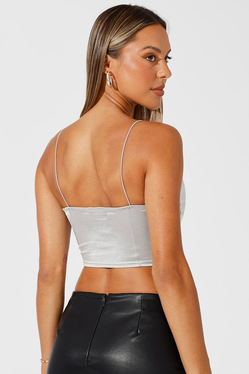 Metallic Corset Crop Top Straps for Ally Fashion