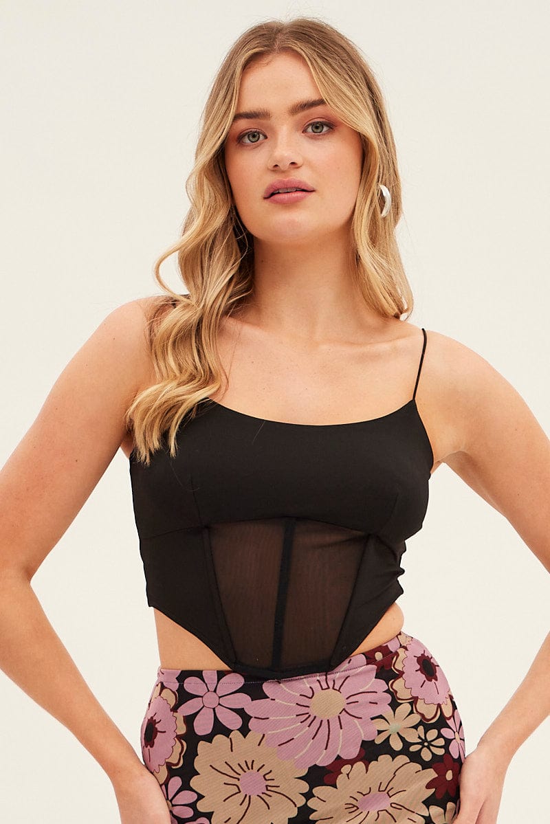 Black Corset Top Strappy for Ally Fashion