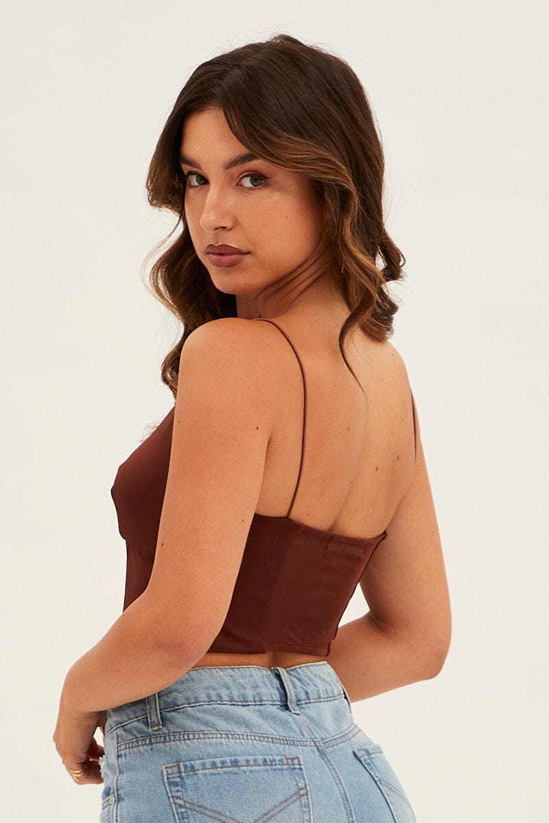 Brown Corset Top Strappy for Ally Fashion