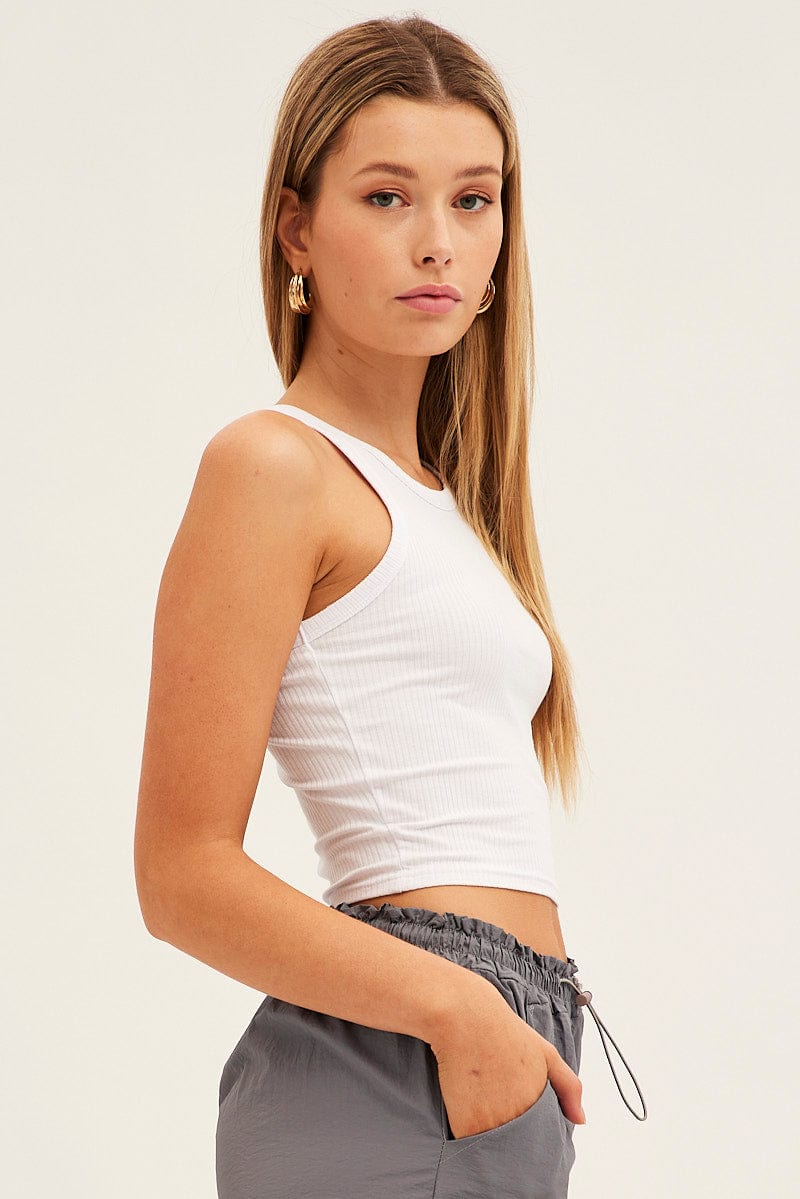 White Racer Back Tank for Ally Fashion
