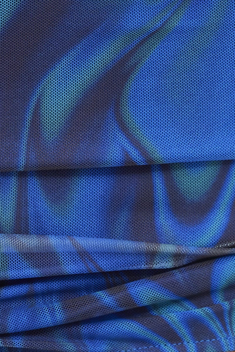 Blue Abstract Garter Corset Shrug Long Sleeve Mesh for Ally Fashion