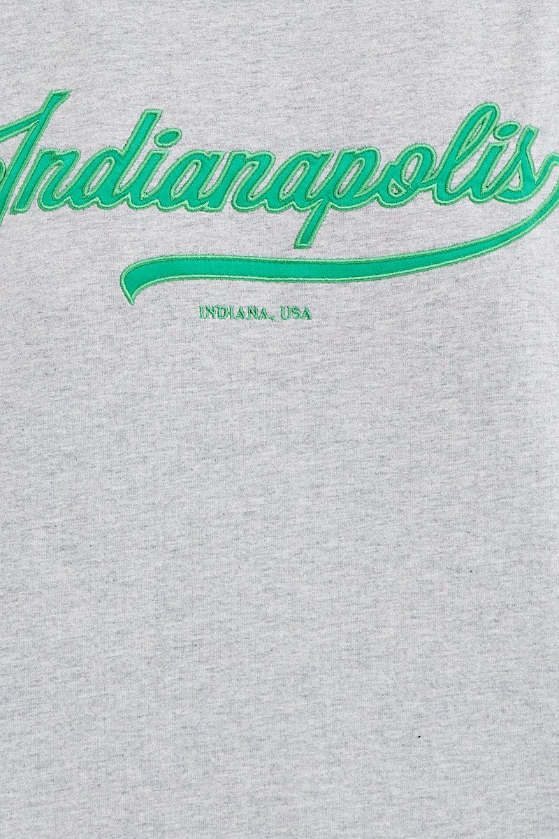 Grey T Shirt Short Sleeve Crew Neck Indianapolis for Ally Fashion