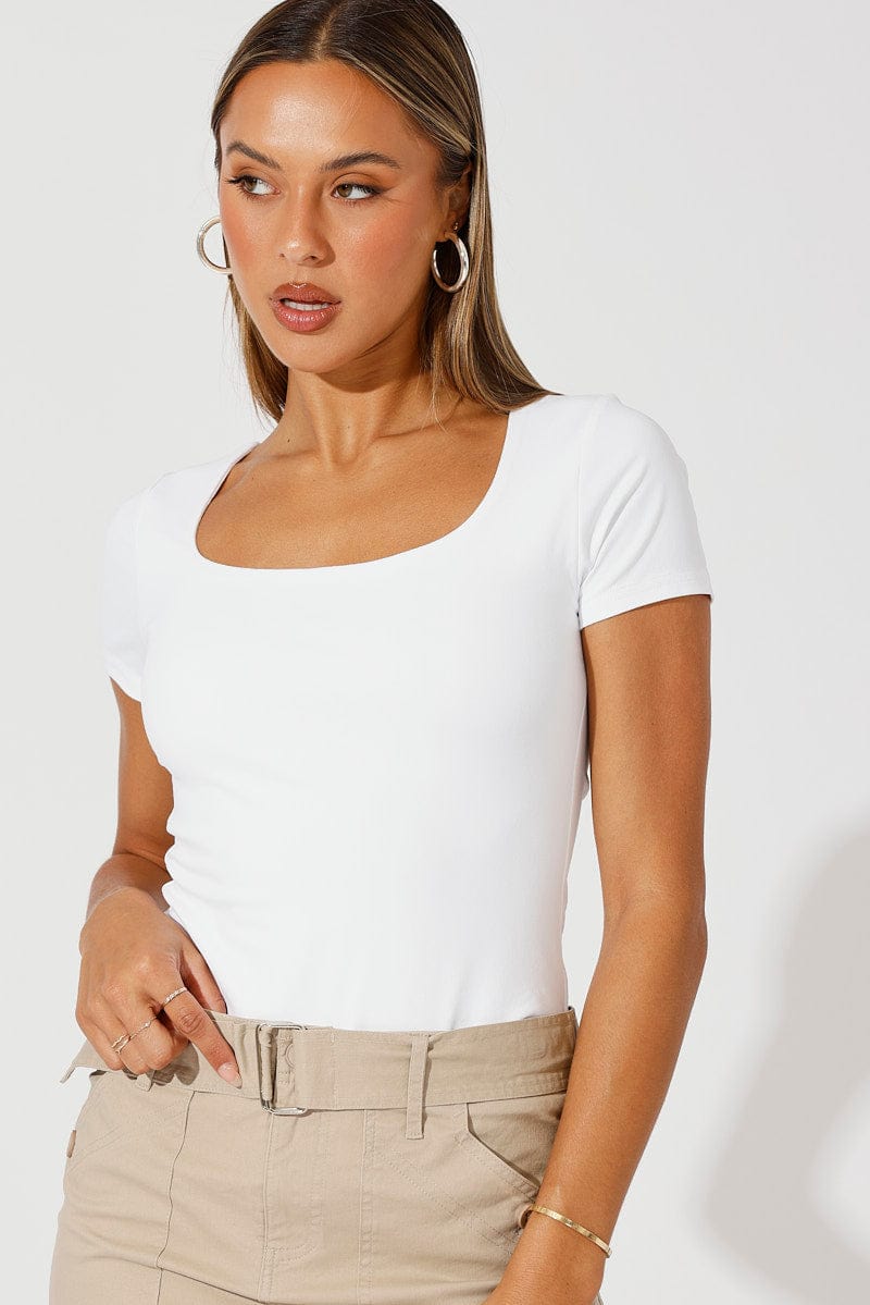 White Supersoft Top Short Sleeve for Ally Fashion