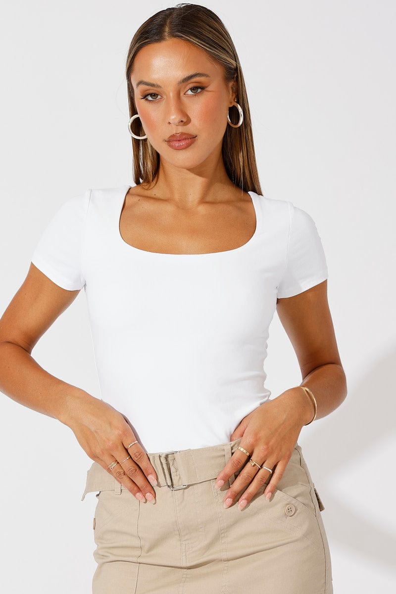 White Supersoft Top Short Sleeve for Ally Fashion