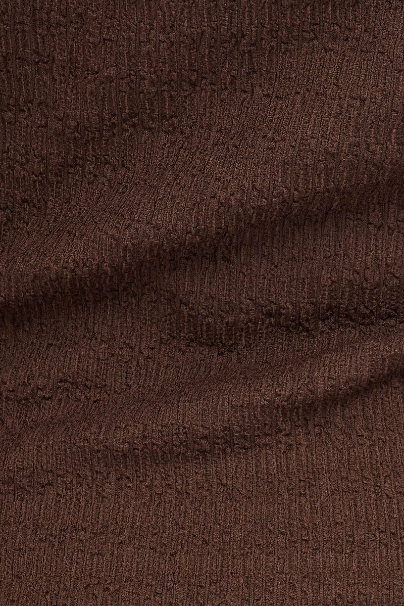 Brown Singlet Top Textured Cotton for Ally Fashion