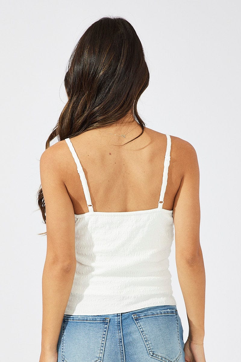 White Singlet Top Textured Cotton for Ally Fashion