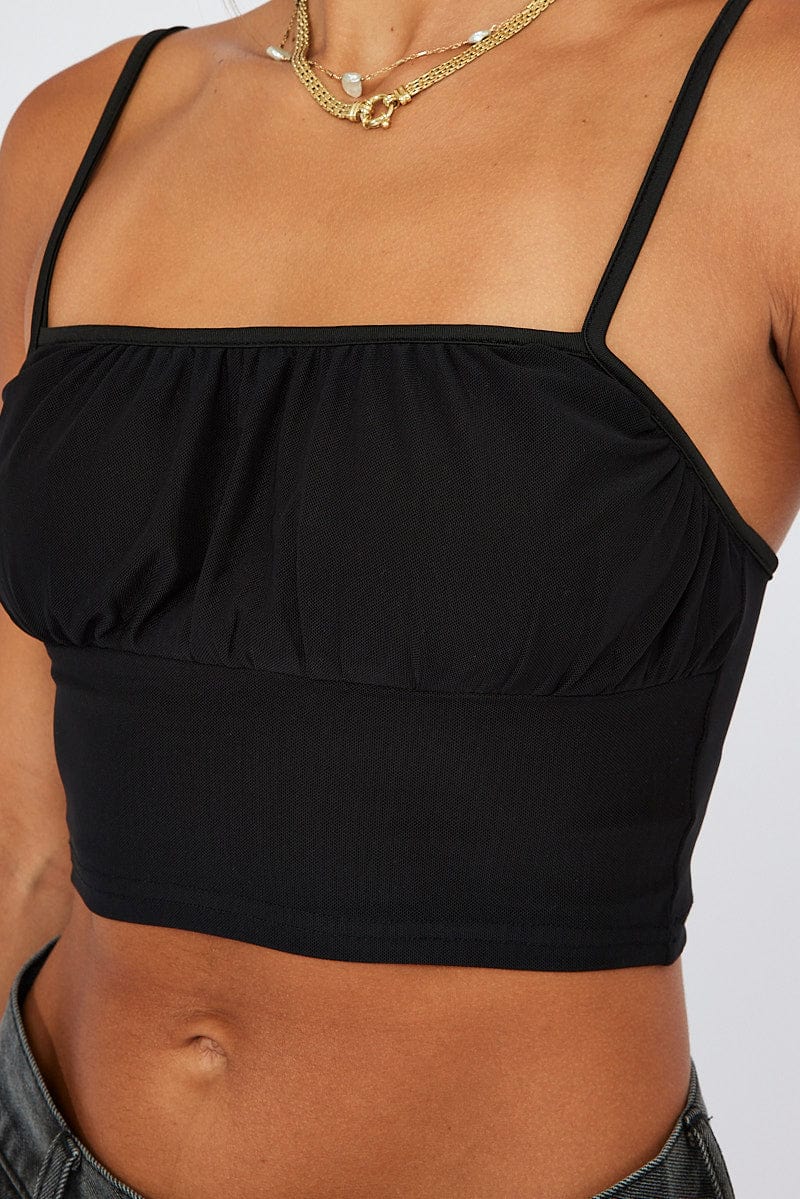 Black Crop Top Singlet Mesh for Ally Fashion
