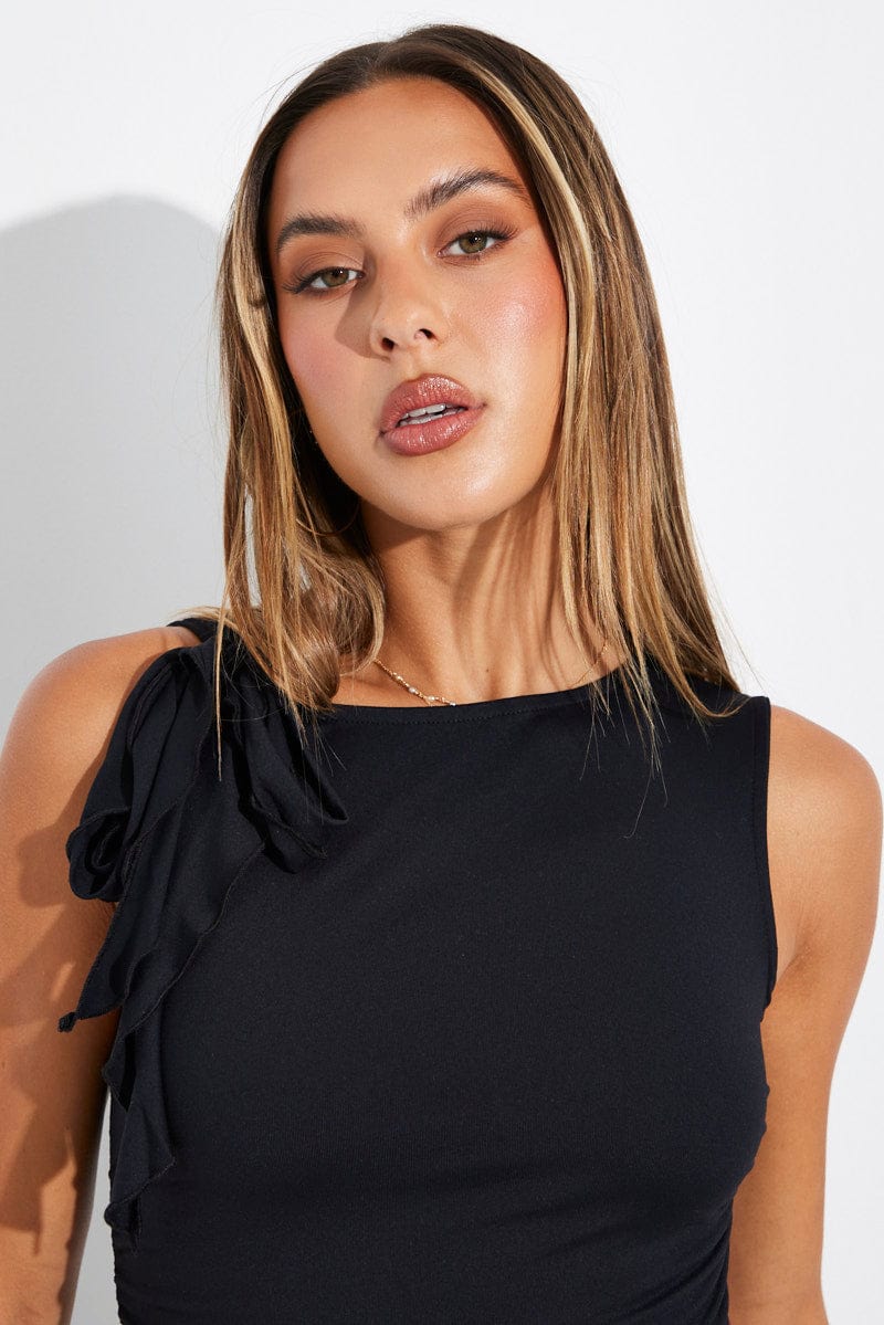 Black Supersoft Top Ruffle for Ally Fashion