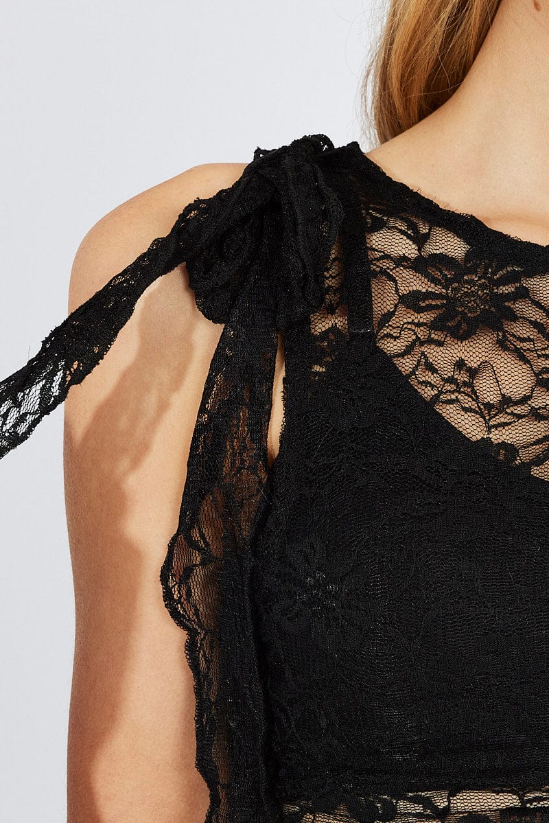 Black Lace Top Sleeveless for Ally Fashion