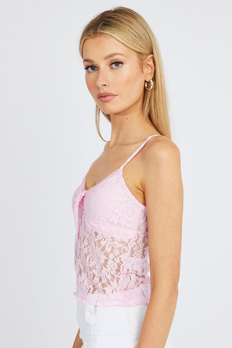 Pink Fitted Cami Lace | Ally Fashion