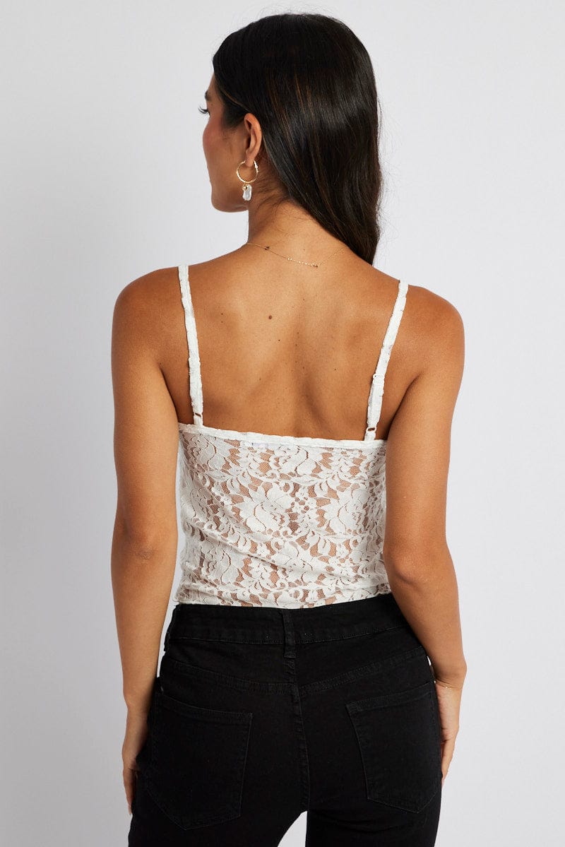 White Fitted Cami Lace for Ally Fashion