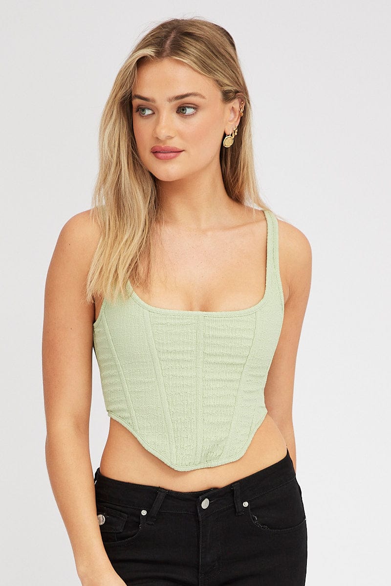 Kelly Green Ribbed Seamless Corset Crop Top – STYLED BY ALX COUTURE
