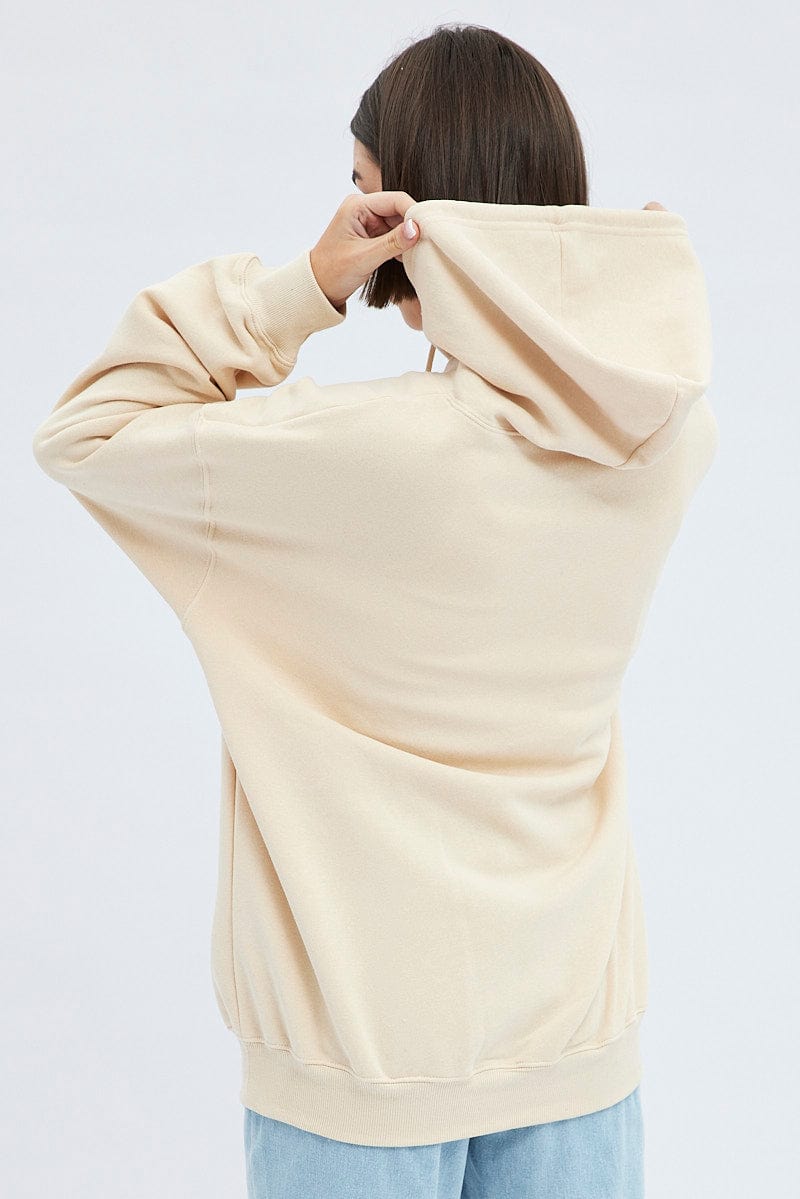 Beige Graphic Sweater Long Sleeves for Ally Fashion
