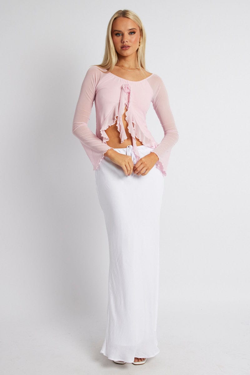 Pink Off Shoulder Top Long Sleeve for Ally Fashion