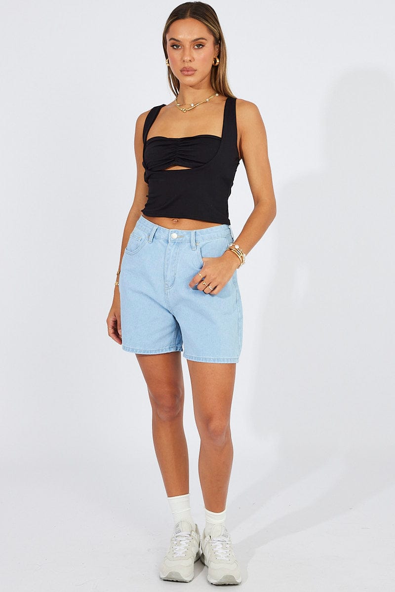 Black Crop Top Short Sleeveless for Ally Fashion