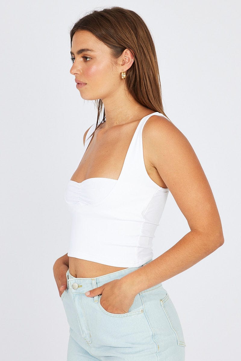 White Crop Top Short Sleeveless for Ally Fashion