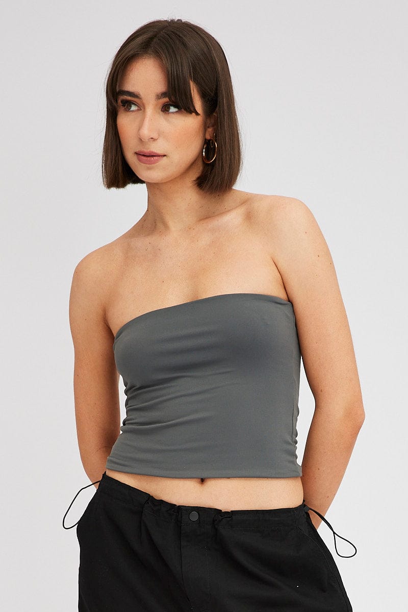 Grey Supersoft Bandeau Top for Ally Fashion