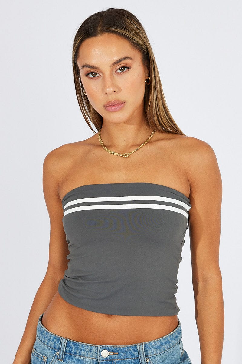 Grey Supersoft Bandeau Top for Ally Fashion