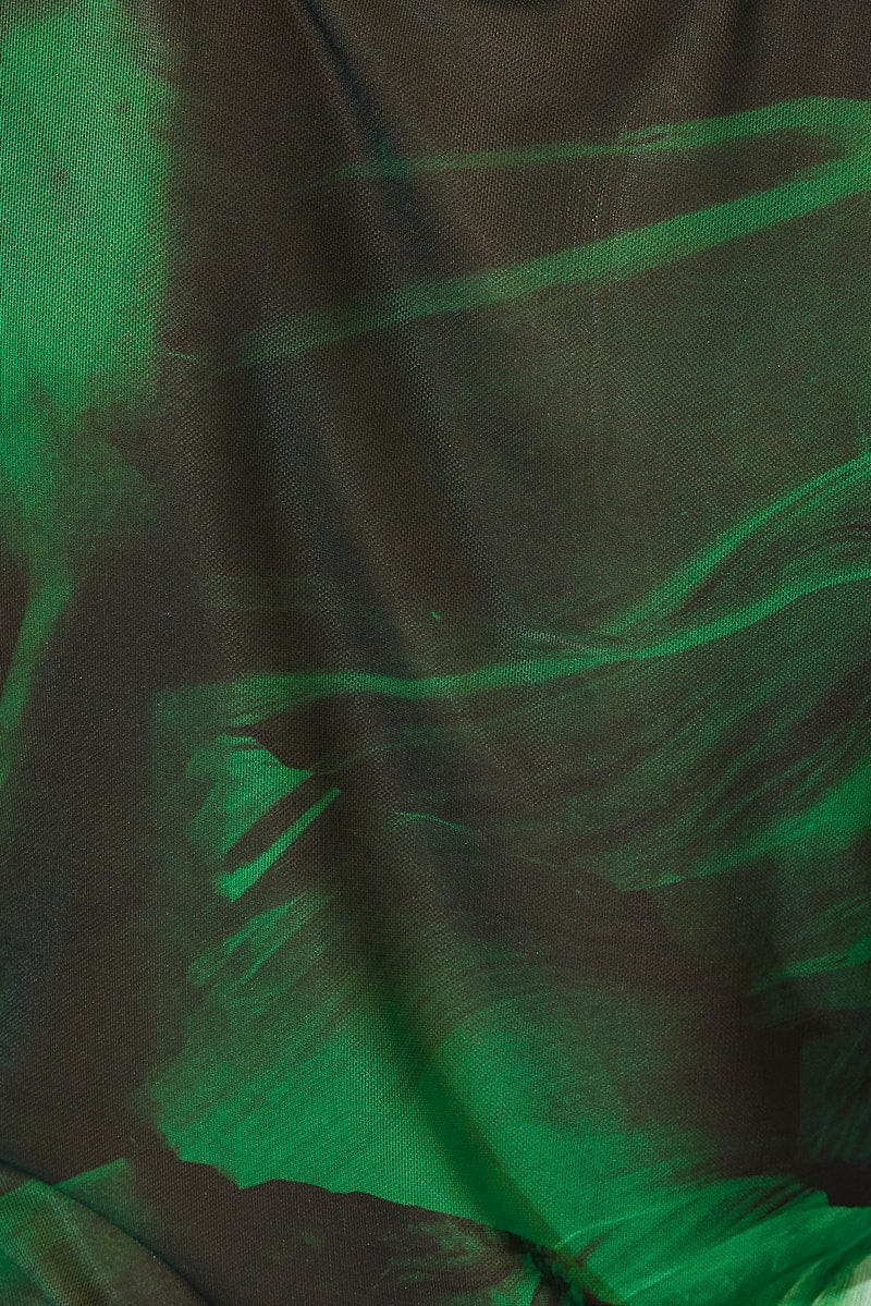 Green Abstract Top Short Sleeve for Ally Fashion