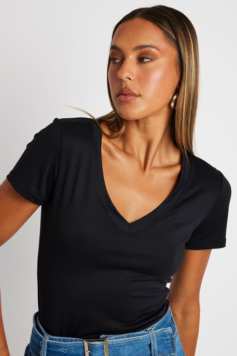 Black Supersoft Top Short Sleeve for Ally Fashion