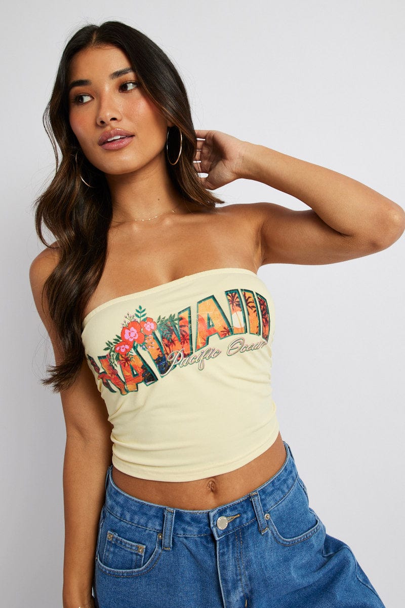Yellow Bandeau Top for Ally Fashion