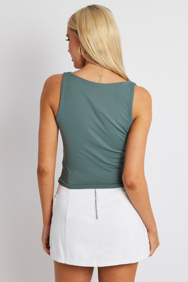 Green Supersoft Tank V Neck Sleeveless for Ally Fashion