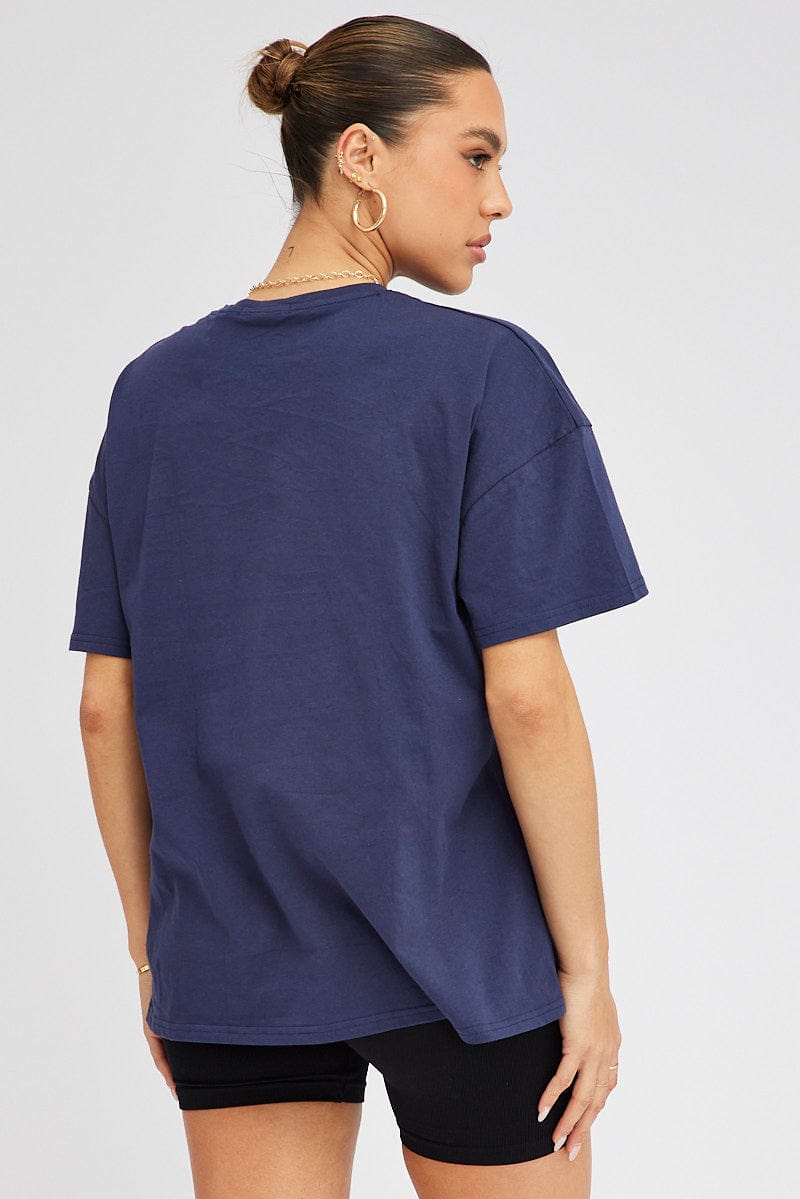 Plus Navy Chicago Oversized Graphic T Shirt